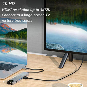 Type c Dock station hdmi-compatible USB3.0 RJ45 PD USB-C Hub 4K Portable Laptop PD Charging SD &TF Adapter docking station usb c