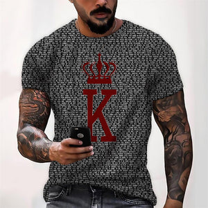 3D Graphic Printed Short Sleeve Shirts  Big and Tall Round Neck Yellow Gray Red / Summer