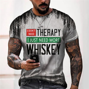3D Graphic Printed Short Sleeve Shirts Whiskey