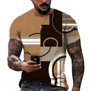 3D Graphic Printed Short Sleeve Shirts Geometry